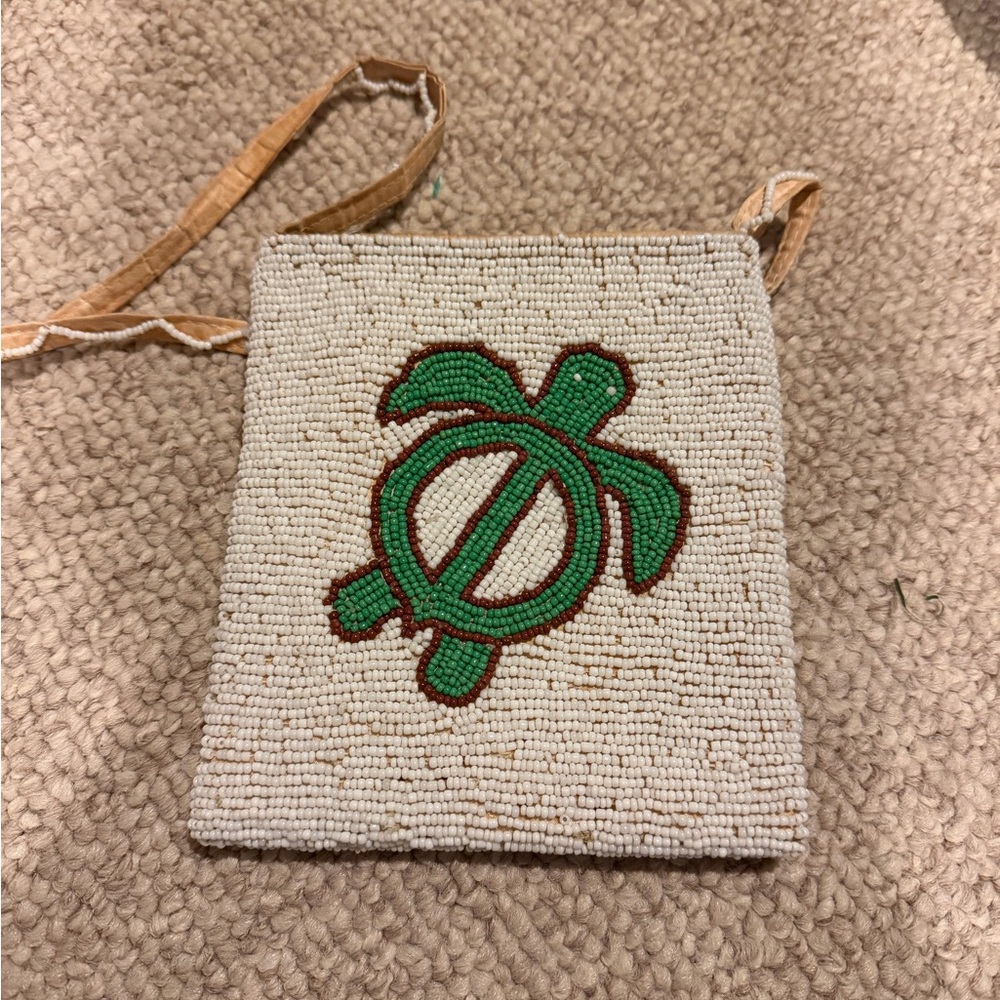 Handcrafted Turtle Beaded Bag - Green and Brown